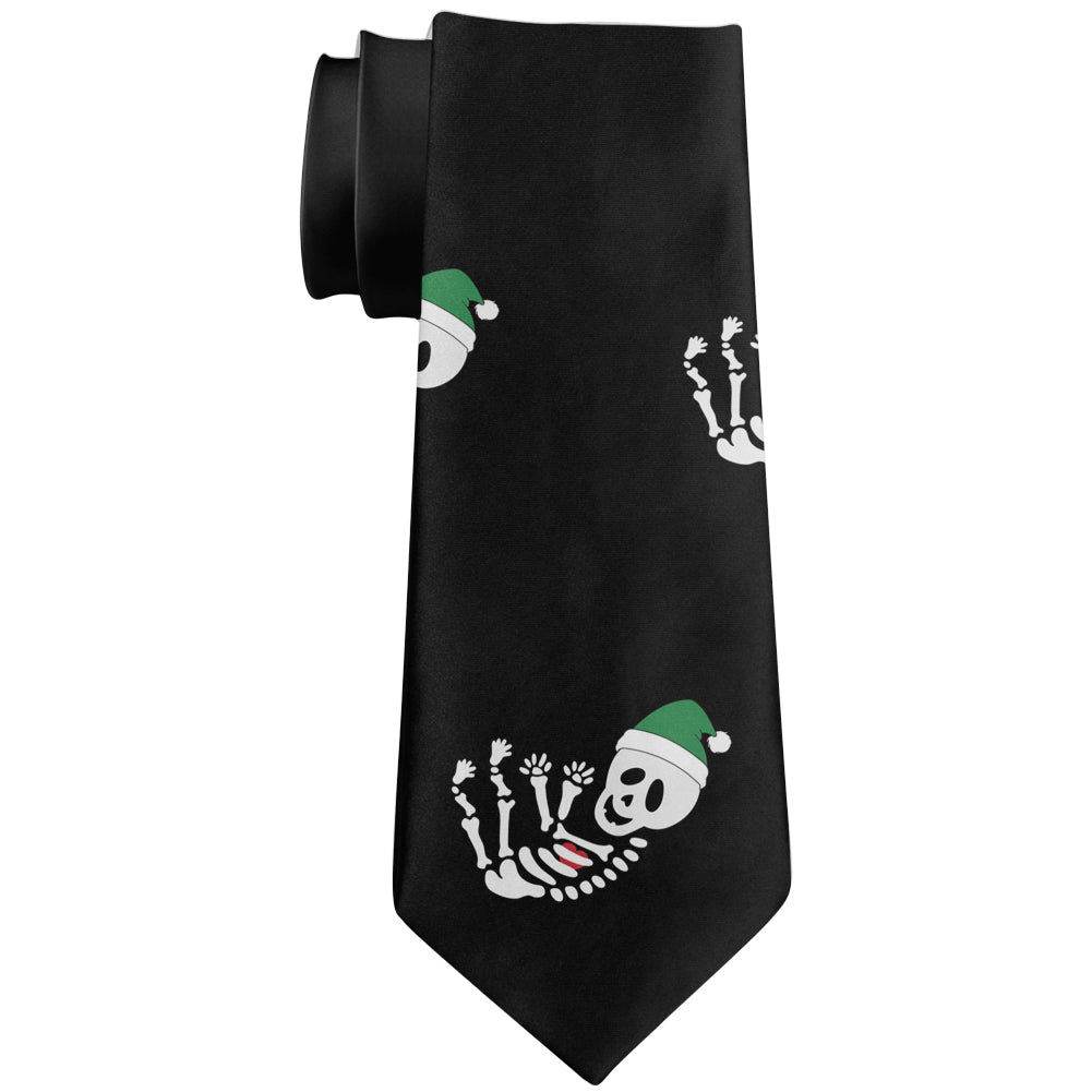 Halloween Skeleton Elf Baby All Over Neck Tie Men's Neck Ties Old Glory OS White 