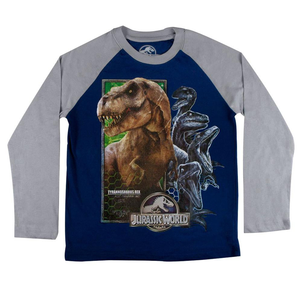 Jurassic World - Honey Comb Dinosaur Collage Youth Raglan Youth Raglans Old Glory MD Multi