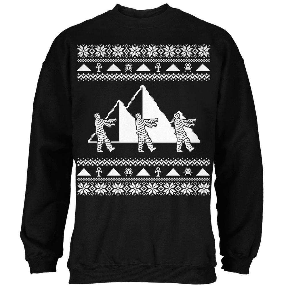 Mummy Pyramid Ugly Christmas Sweater Black Adult Sweatshirt Men's Sweatshirts Old Glory 2XL Black 