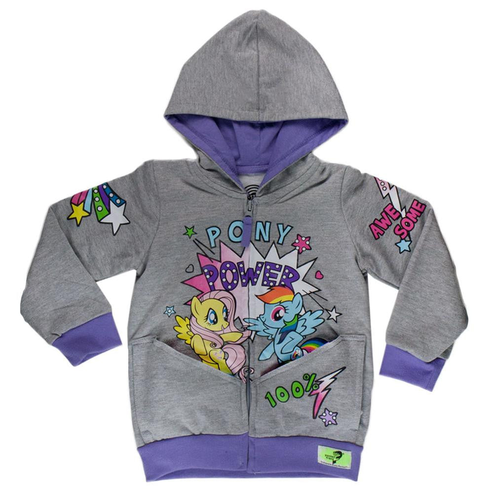 My Little Pony - Pony Power Girls Toddler Zip Hoodie Toddler Hoodies My Little Pony 2T Grey 