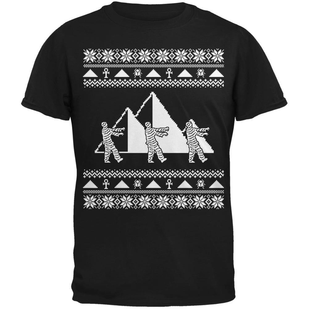 Mummy Pyramid Ugly Christmas Sweater Black Youth T-Shirt Youth T-Shirts Old Glory LG Black 