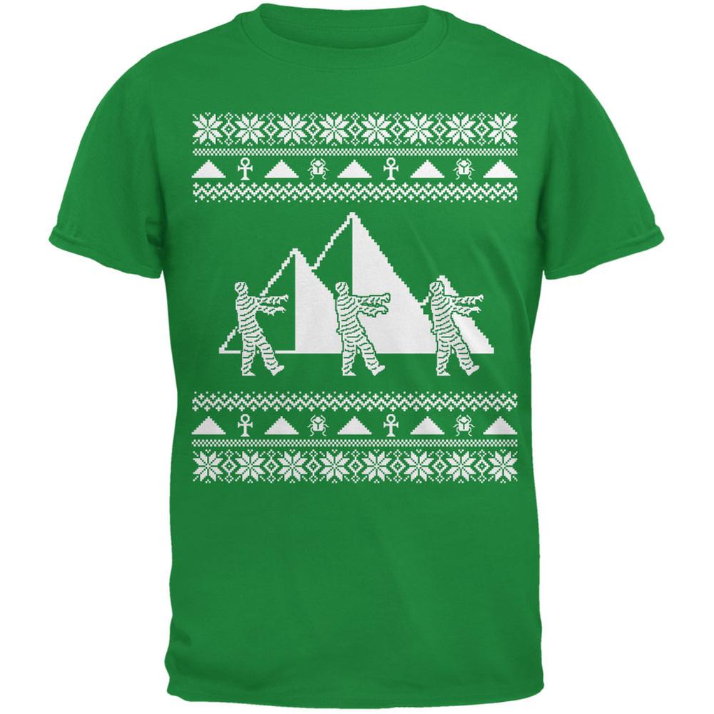 Mummy Pyramid Ugly Christmas Sweater Irish Green Youth T-Shirt Youth T-Shirts Old Glory LG Green 