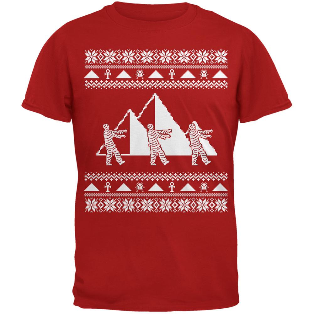 Mummy Pyramid Ugly Christmas Sweater Red Youth T-Shirt Youth T-Shirts Old Glory LG Red 