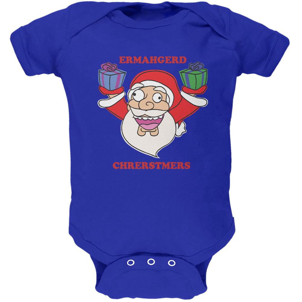 Christmas Santa ERMAGERD Royal Soft Baby One Piece Baby One Piece Old Glory 0-3M Blue 