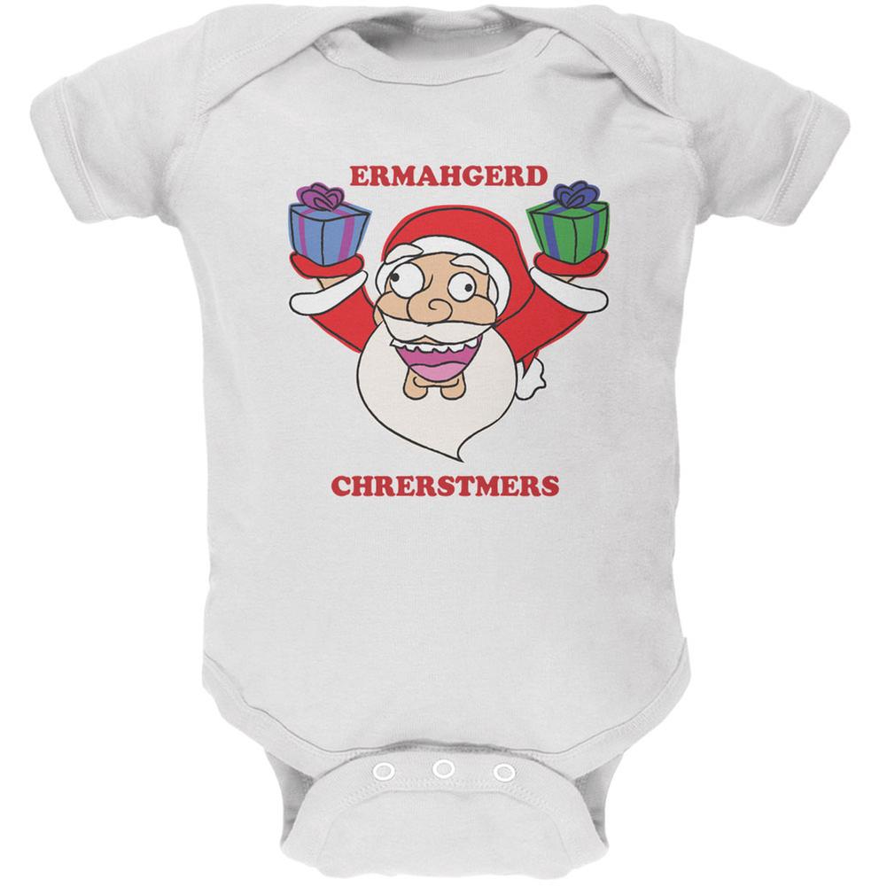 Christmas Santa ERMAGERD White Soft Baby One Piece Baby One Piece Old Glory 0-3M White 