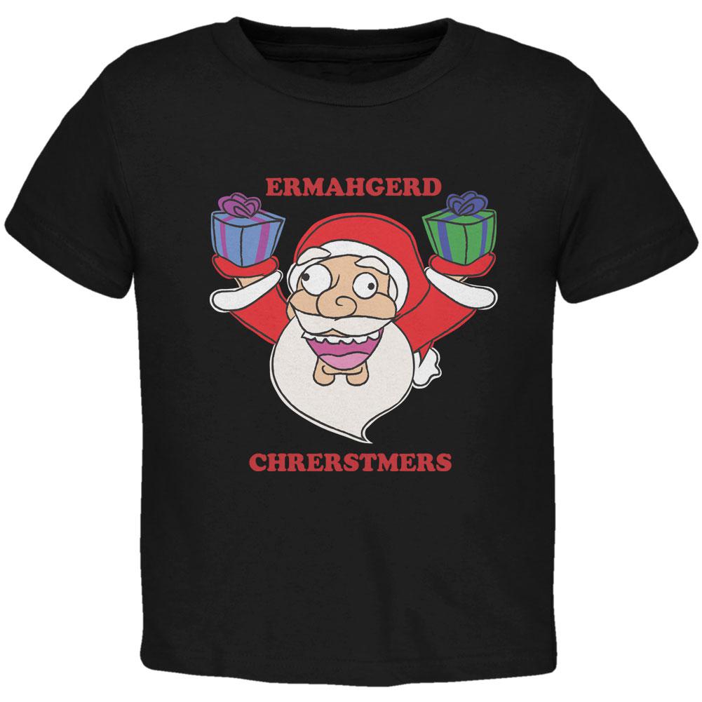 Christmas Santa ERMAGERD Black Toddler T-Shirt Toddler T-Shirts Old Glory 2T Black 