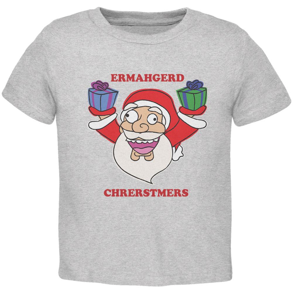 Christmas Santa ERMAGERD Heather Toddler T-Shirt Toddler T-Shirts Old Glory 2T Grey 