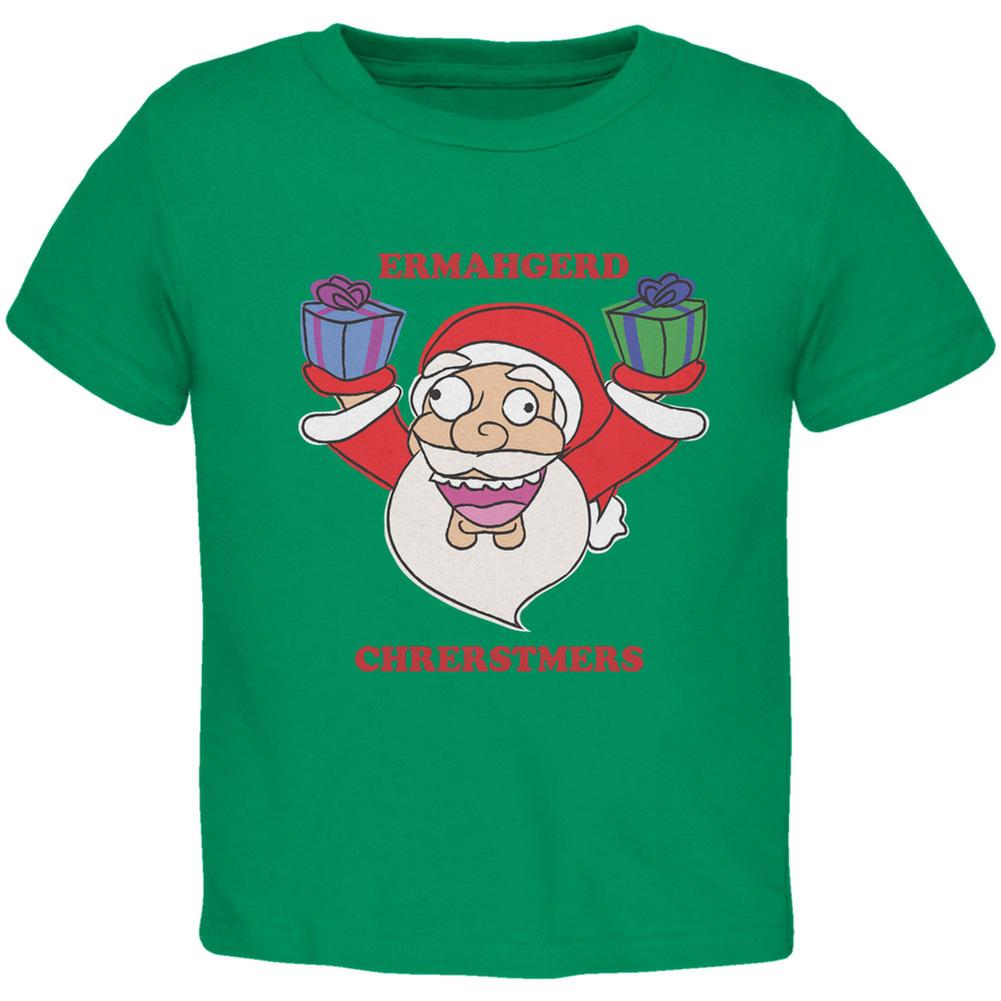 Christmas Santa ERMAGERD Kelly Green Toddler T-Shirt Toddler T-Shirts Old Glory 2T Green 