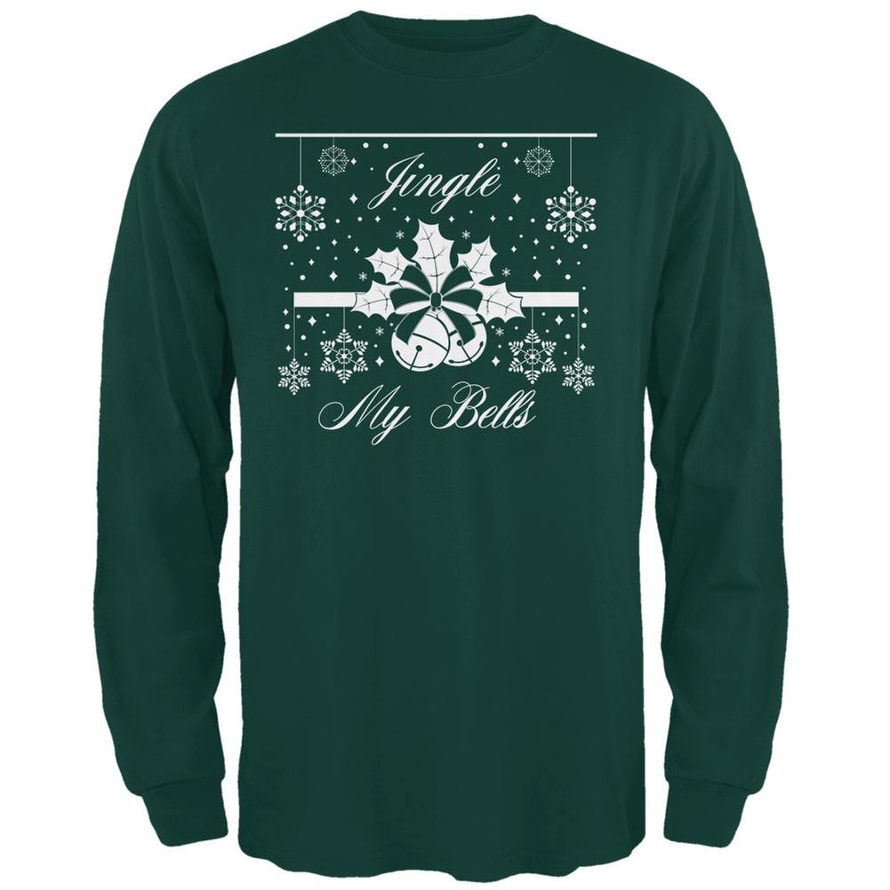 Christmas Jingle My Bells Forest Green Adult Long Sleeve T-Shirt Men's Long Sleeves Old Glory 2XL Green 