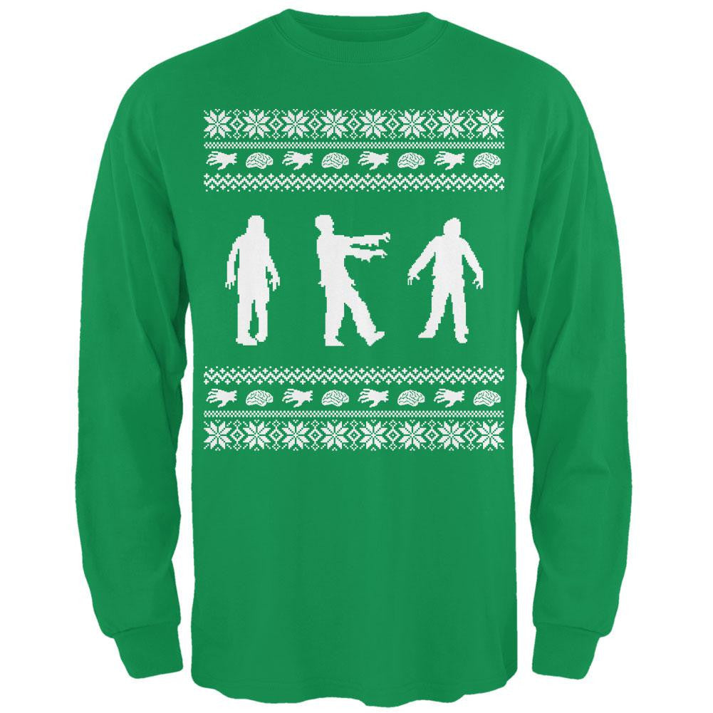 Zombie Ugly Christmas Sweater Irish Green Adult Long Sleeve T-Shirt Men's Long Sleeves Old Glory   