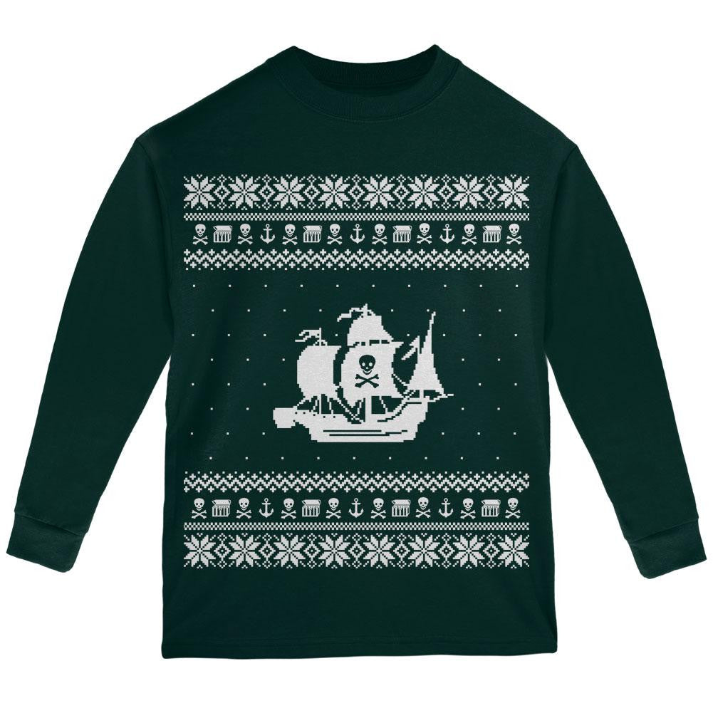 Pirate Ship Ugly XMAS Sweater Forest Youth Long Sleeve T-Shirt Youth T-Shirts Old Glory   