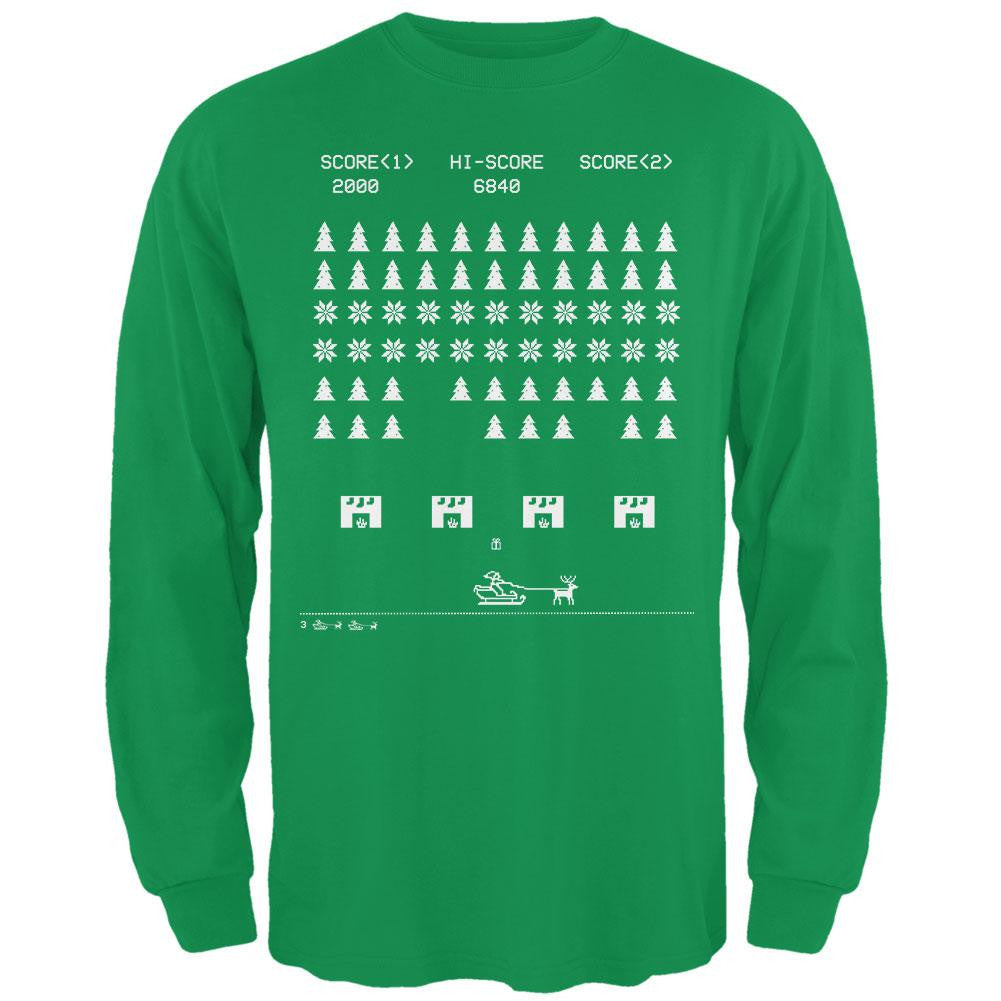 Classic Arcade Game Ugly XMAS Sweater Irish Green Adult Long Sleeve T-Shirt Men's Long Sleeves Old Glory   