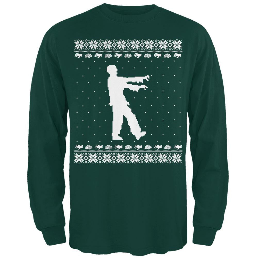 Big Zombie Ugly XMAS Sweater Forest Adult Long Sleeve T-Shirt Men's Long Sleeves Old Glory 2XL Dark Green 