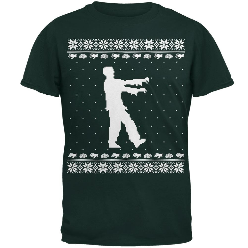 Big Zombie Ugly XMAS Sweater Forest Adult T-Shirt Men's T-Shirts Old Glory 2XL Dark Green 