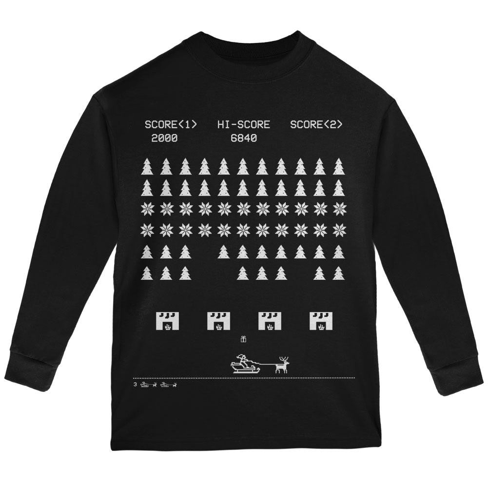 Classic Arcade Game Ugly XMAS Sweater Forest Youth Long Sleeve T-Shirt Youth Long Sleeves Old Glory   