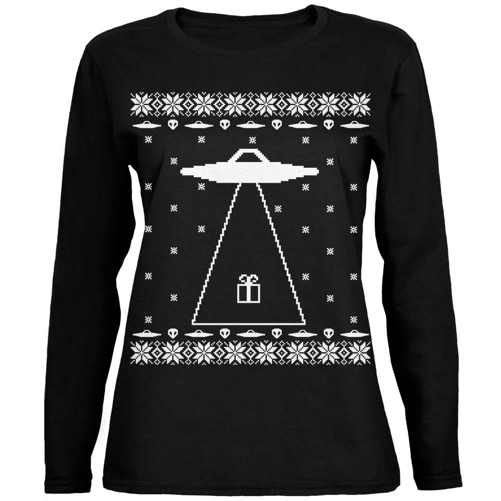 Alien Abduction Ugly XMAS Sweater Womens Long Sleeve T-Shirt Women's Long Sleeves Old Glory 2XL Black 