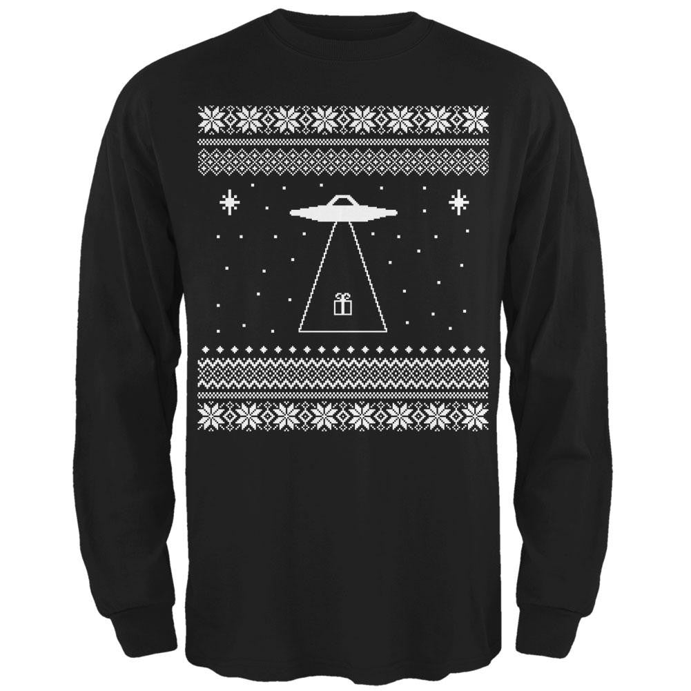 Alien Beam Ugly XMAS Sweater Black Adult Long Sleeve T-Shirt Men's Long Sleeves Old Glory 2XL Black 