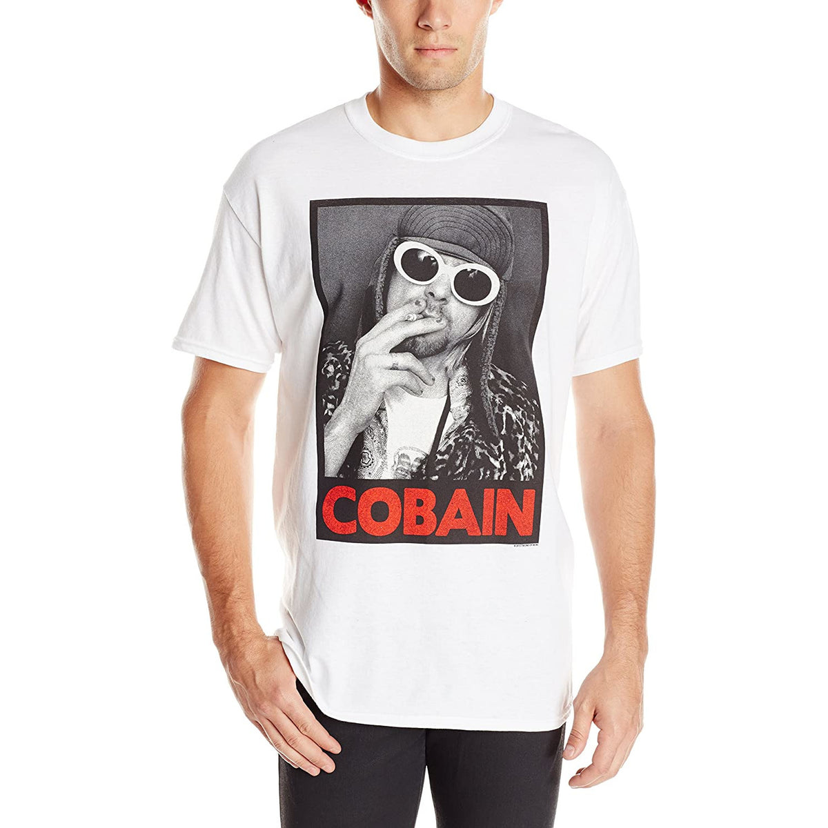 Kurt Cobain - Smoking Box Photo Adult T-Shirt Youth T-Shirts Old Glory White MD 