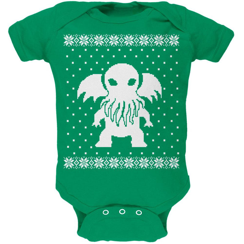 Big Cthulhu Ugly XMAS Sweater Red Soft Baby One Piece Baby One Piece Old Glory   