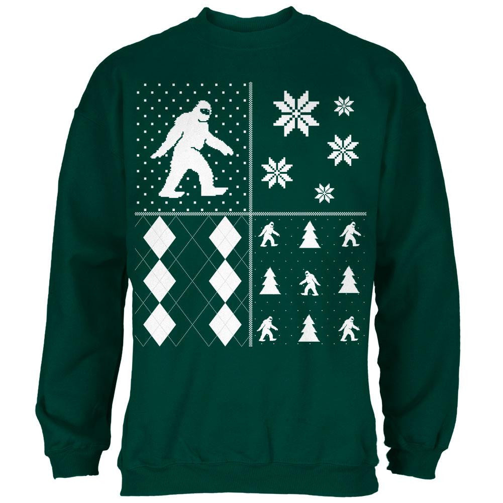 Sasquatch Festive Blocks Ugly XMAS Sweater Forest Adult Sweatshirt Men's Sweatshirts Old Glory   