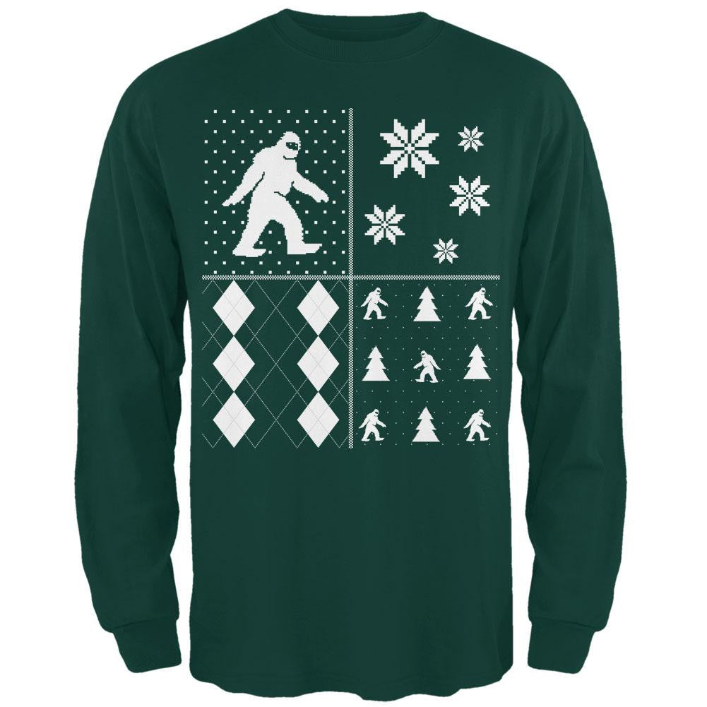 Sasquatch Festive Blocks Ugly XMAS Sweater Adult Long Sleeve T-Shirt Men's Long Sleeves Old Glory   