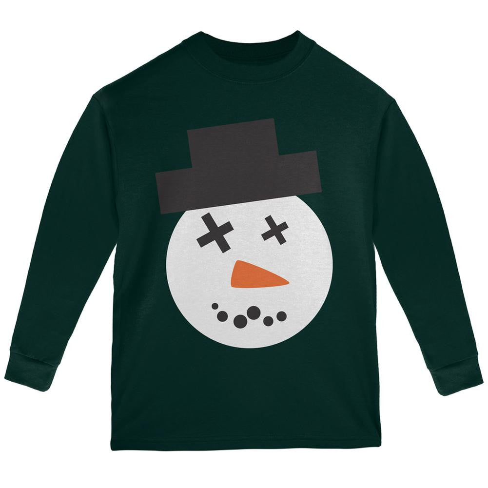 Snowman Face Ugly Christmas Sweater Forest Youth Long Sleeve T-Shirt Youth Long Sleeves Old Glory   