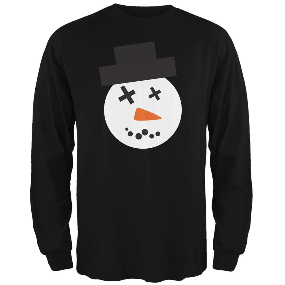 Snowman Face Ugly Christmas Sweater Black Adult Long Sleeve T-Shirt Men's Long Sleeves Old Glory   