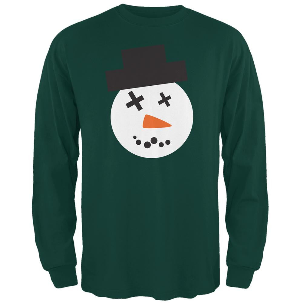 Snowman Face Ugly Christmas Sweater Black Adult Long Sleeve T-Shirt Men's Long Sleeves Old Glory   