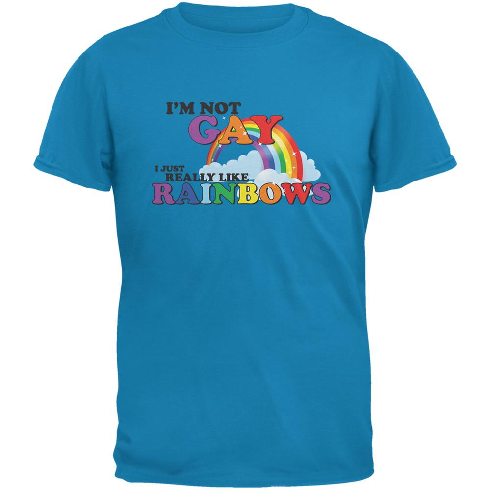 I'm Not Gay I Just Really Like Rainbows Sapphire Blue Adult T-Shirt Men's T-Shirts Old Glory 2XL Blue 