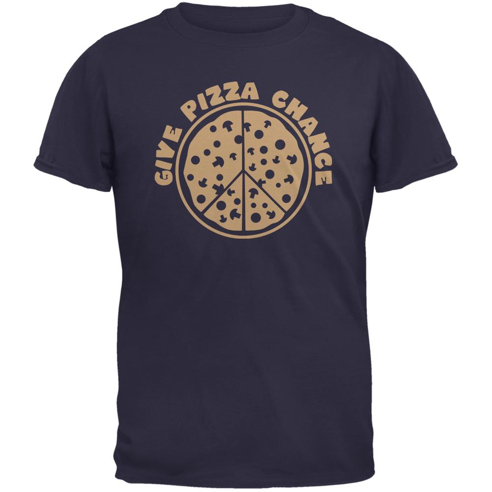 Give Pizza Chance Navy Adult T-Shirt Men's T-Shirts Old Glory 2XL Blue 