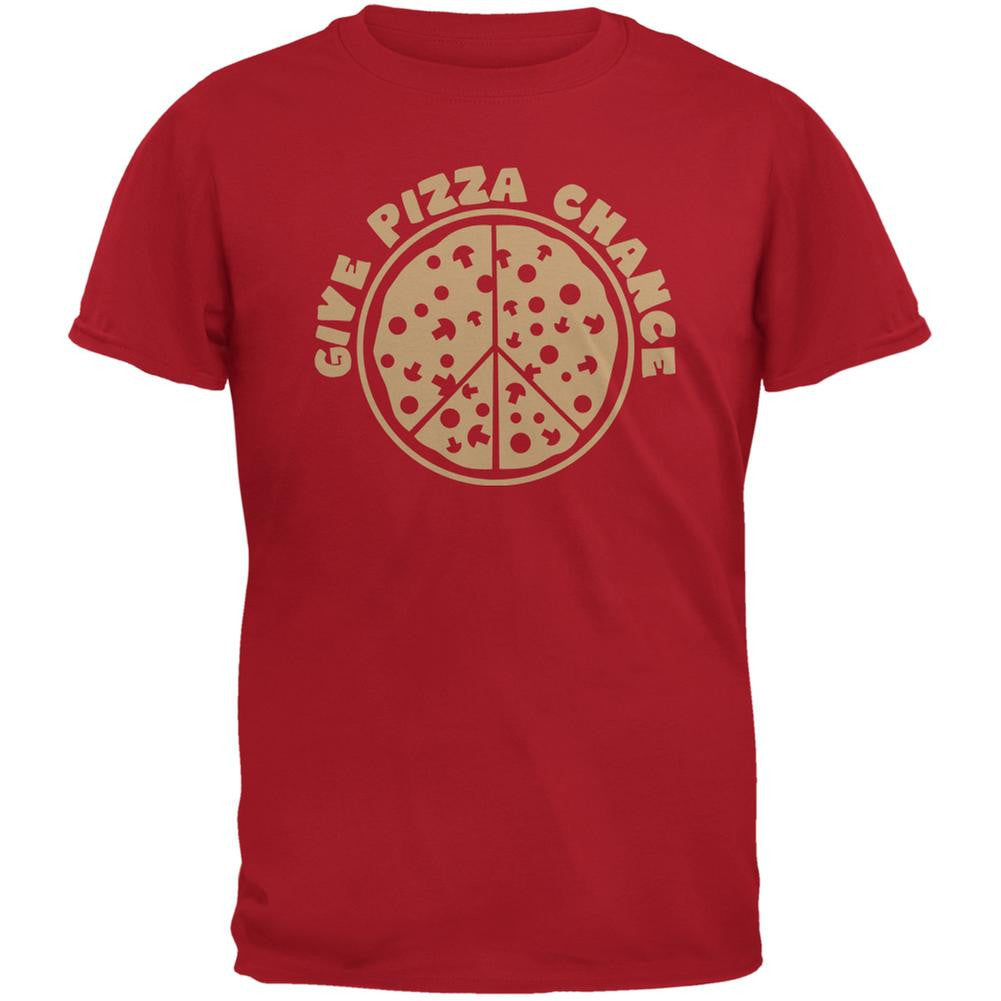 Give Pizza Chance Red Adult T-Shirt Men's T-Shirts Old Glory 2XL Red 