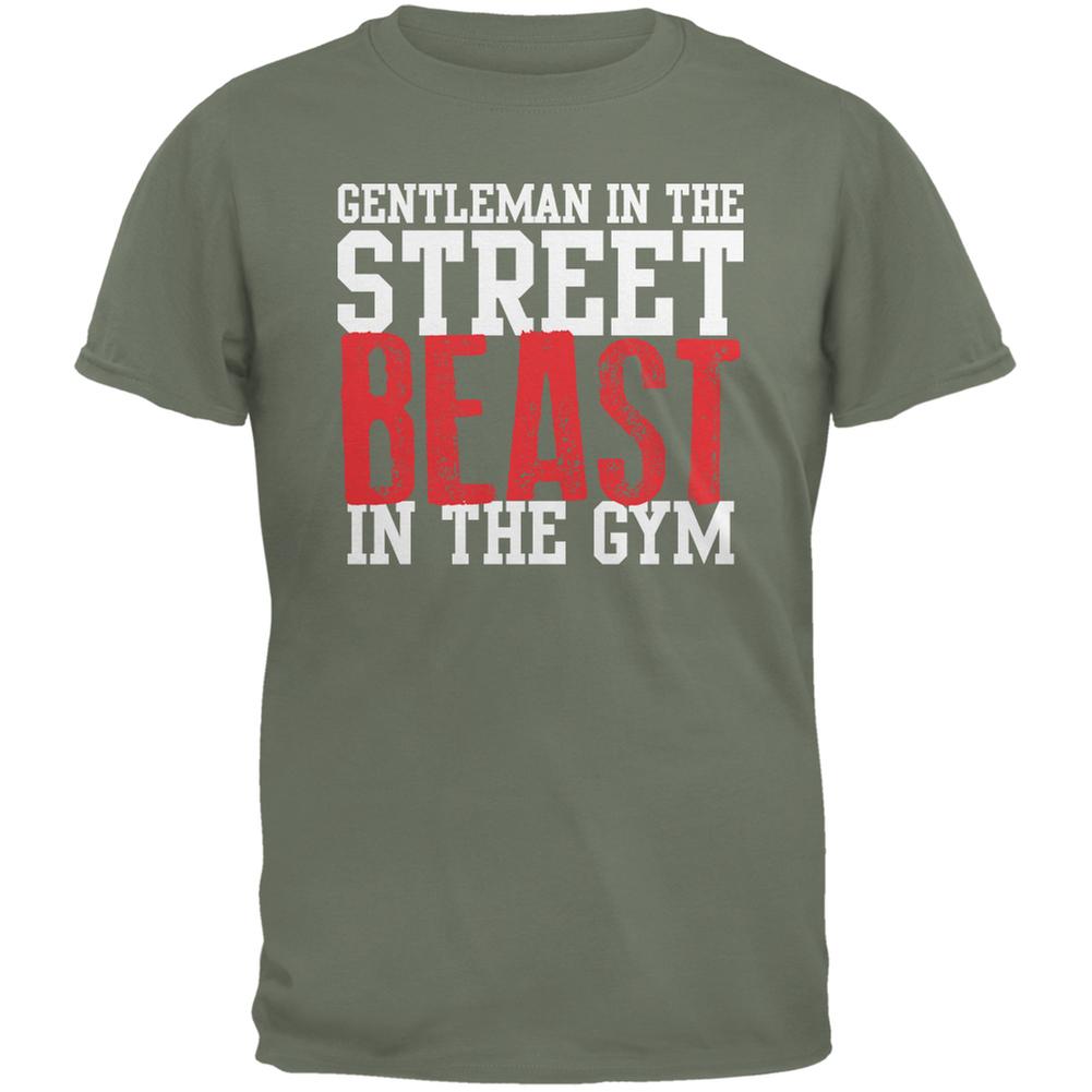 Gentleman In The Street Beast In The Gym Military Green Adult T-Shirt Men's T-Shirts Old Glory 2XL Green 
