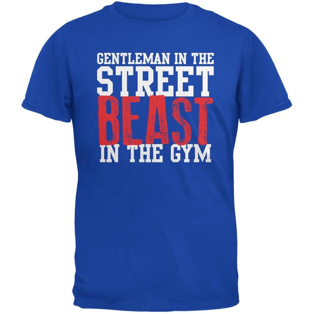 Gentleman In The Street Beast In The Gym Royal Adult T-Shirt Men's T-Shirts Old Glory 2XL Blue 