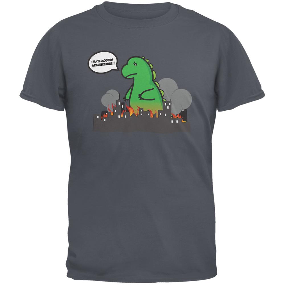 Monsters Hate Architecture Charcoal Grey Adult T-Shirt Men's T-Shirts Old Glory 2XL Grey 