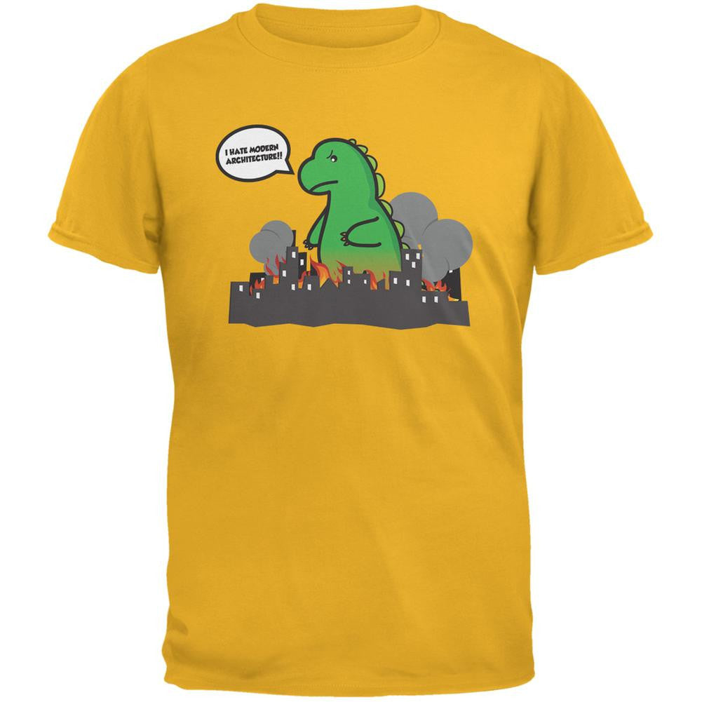 Monsters Hate Architecture Gold Adult T-Shirt Men's T-Shirts Old Glory 2XL Yellow 