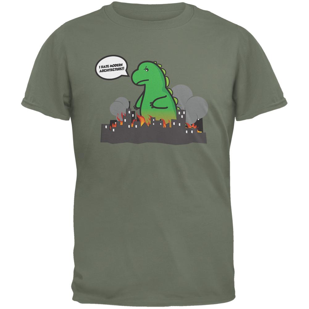 Monsters Hate Architecture Military Green Adult T-Shirt Men's T-Shirts Old Glory 2XL Green 