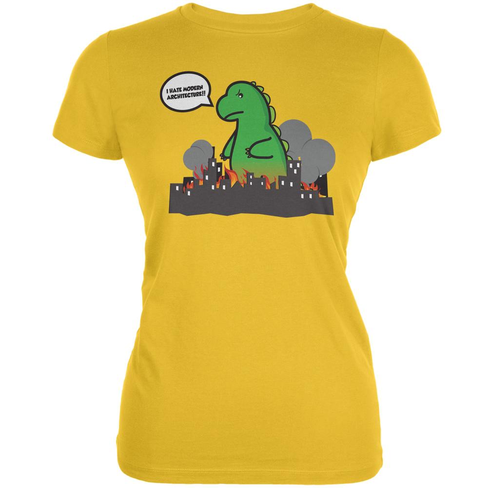 Monsters Hate Architecture Bright Yellow Juniors Soft T-Shirt Juniors T-Shirts Old Glory 2XL Yellow 