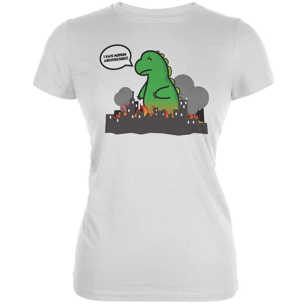 Monsters Hate Architecture White Juniors Soft T-Shirt Juniors T-Shirts Old Glory 2XL White 