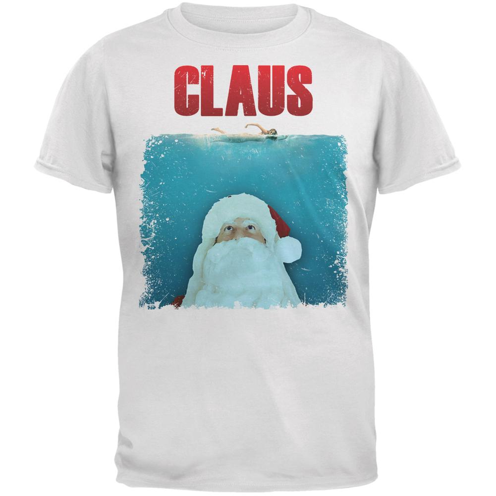 Christmas Claus Attacks White Adult T-Shirt Men's T-Shirts Old Glory 2XL White 