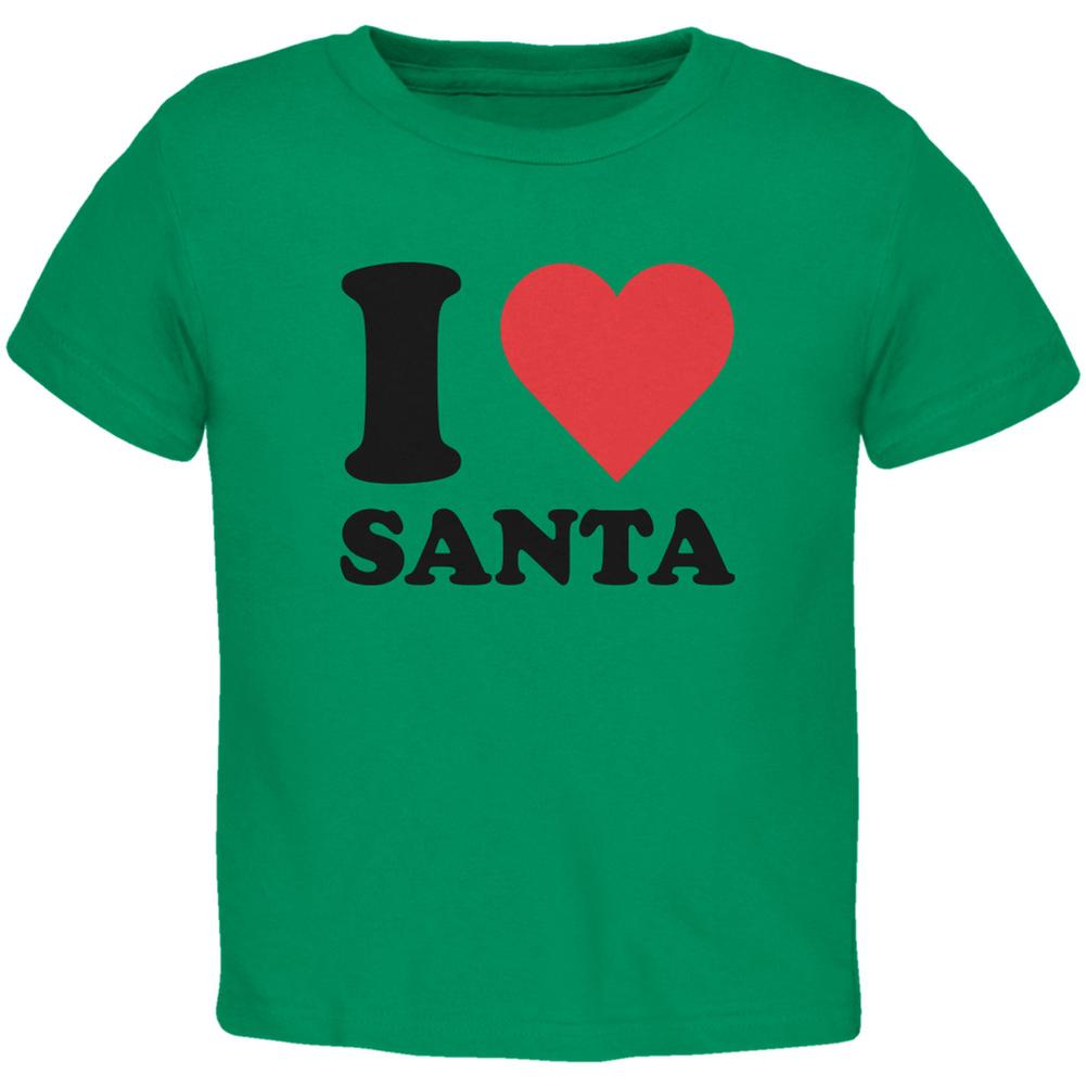 Christmas I Heart Santa Kelly Green Toddler T-Shirt Toddler T-Shirts Old Glory 2T Green 