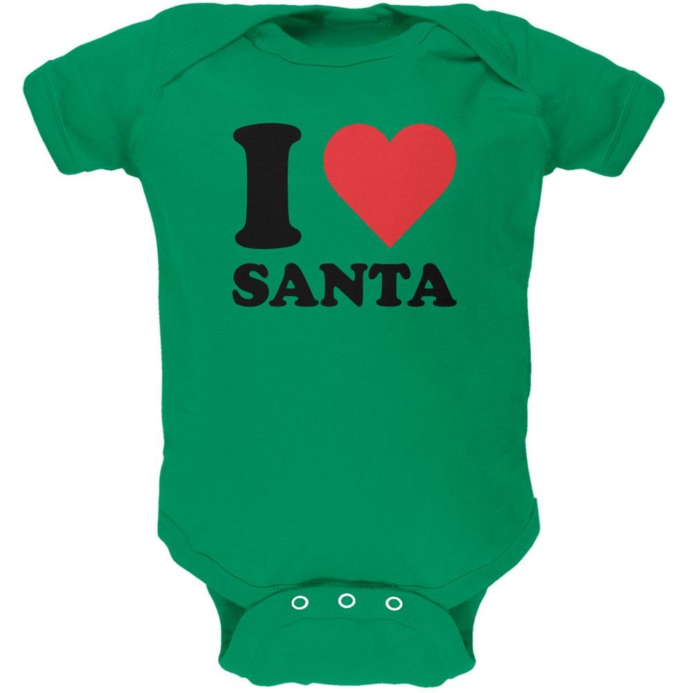 Christmas I Heart Santa Kelly Green Soft Baby One Piece Baby One Piece Old Glory 0-3M Green 