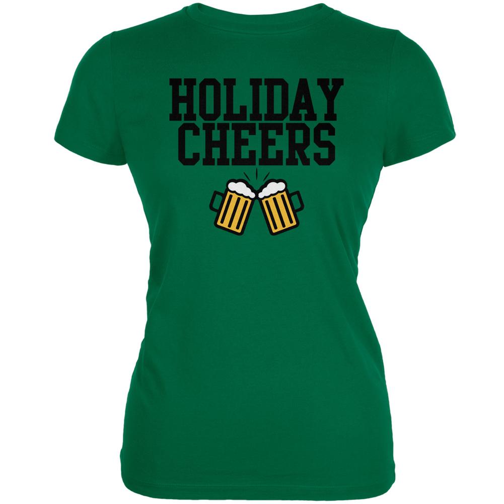 Christmas Holiday Cheers Kelly Green Juniors Soft T-Shirt Juniors T-Shirts Old Glory SM Green 