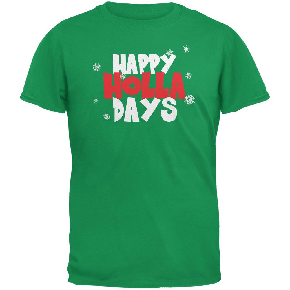 Chistmas Happy Holla Days Irish Green Adult T-Shirt Men's T-Shirts Old Glory 2XL Green 