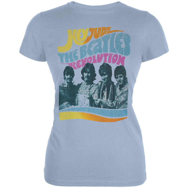 The Beatles - Hey Jude Revolution Juniors T-Shirt Juniors T-Shirts The Beatles XL Light Blue 