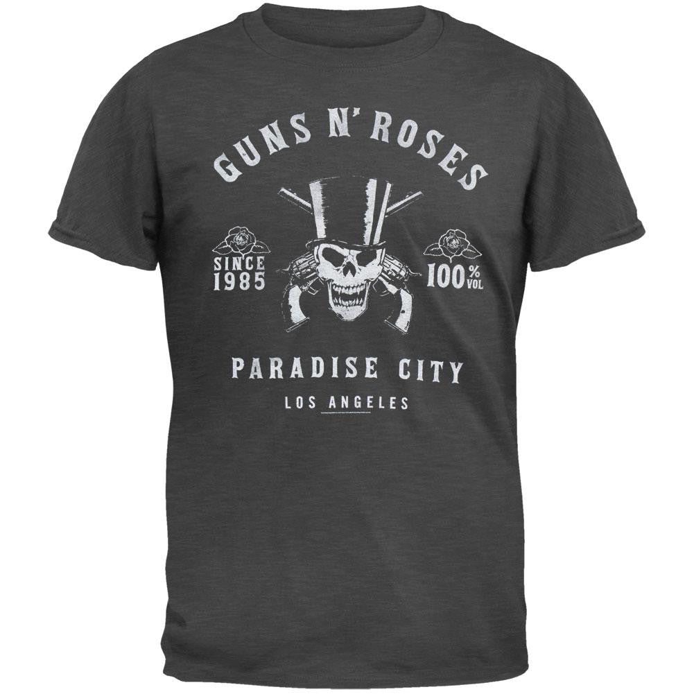 Guns N Roses - Skeleton L.A. Label Tri-Blend Soft Adult T-Shirt Men's T-Shirts Guns N Roses MD Grey