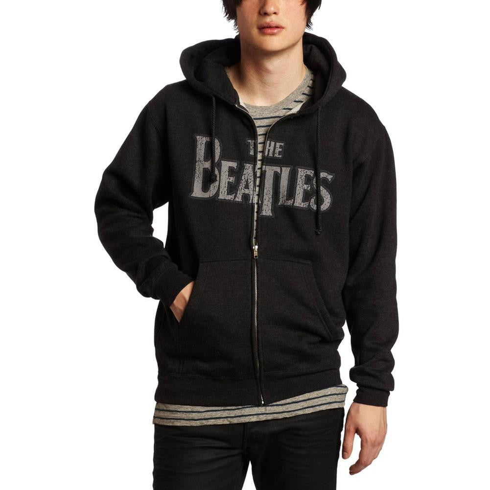 The Beatles - Vintage Logo Adult Zip Hoodie Men's Hoodies Old Glory SM Grey 