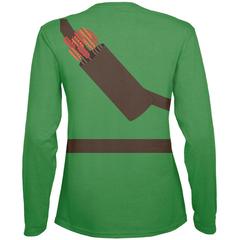 Halloween Robin Hood Costume Green Womens Long Sleeve T-Shirt Women's Long Sleeves Old Glory   