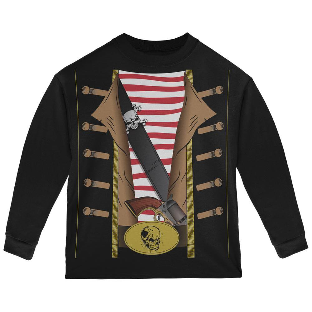 Halloween Pirate Costume Black Toddler Long Sleeve T-Shirt Toddler Long Sleeves Old Glory   