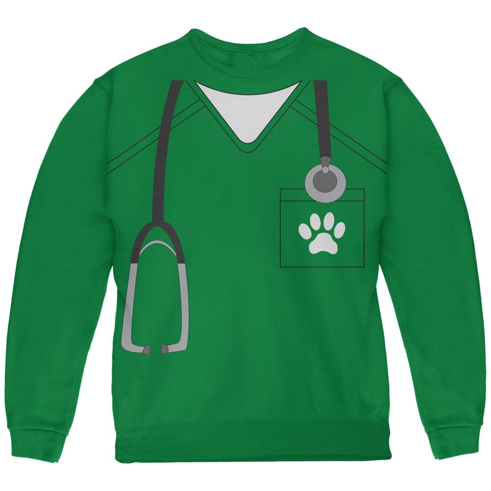 Halloween Vet Veterinarian Scrubs Costume Green Youth Sweatshirt Youth Sweatshirts Old Glory LG Green 