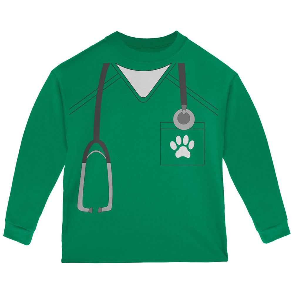 Halloween Vet Veterinarian Scrubs Costume Green Toddler Long Sleeve T-Shirt Toddler Long Sleeves Old Glory 2T Green 